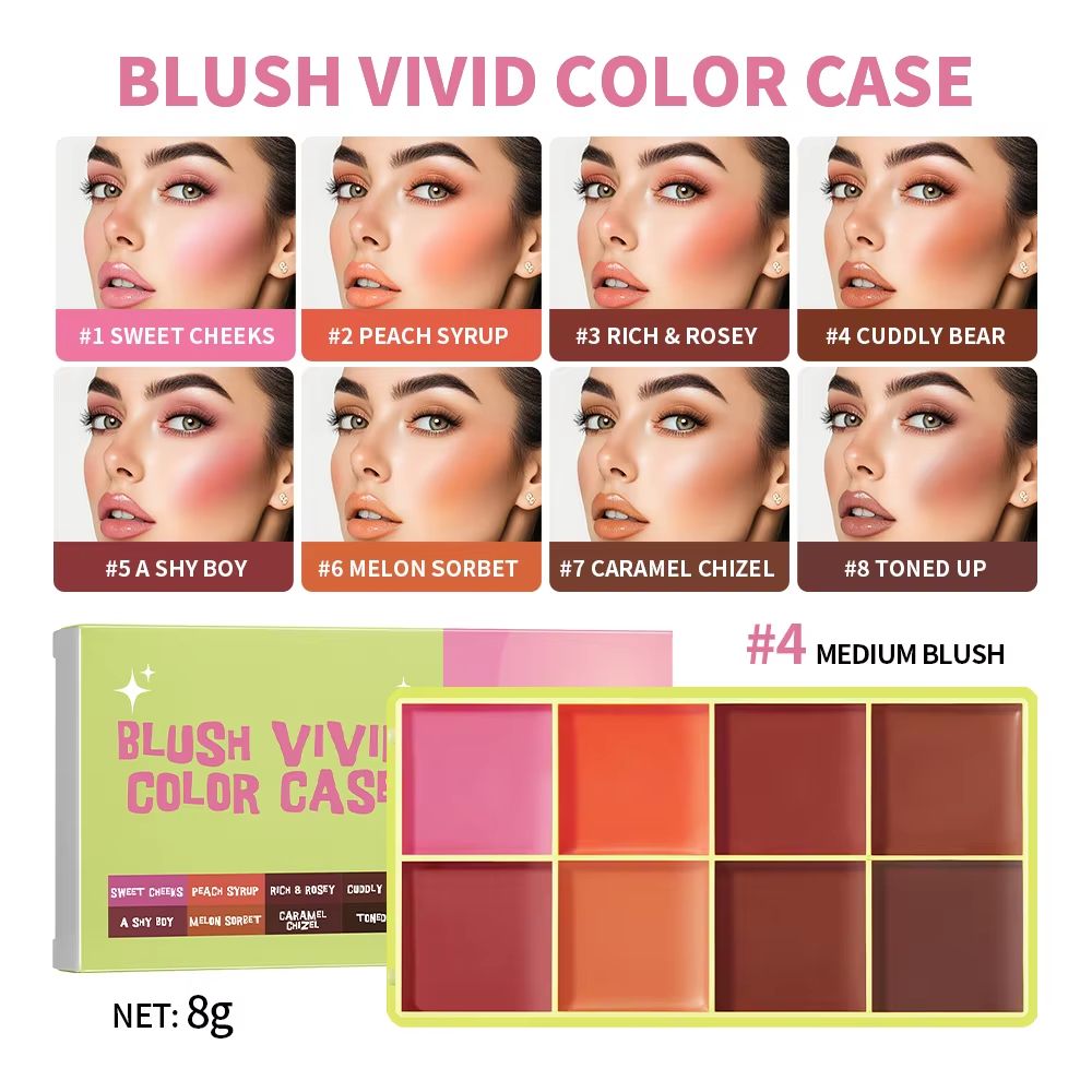 Curve Case Cream Blush Highlighter Palette Multi Use Eyebrow Cream Palette Matte Shimmer Face Kit 9