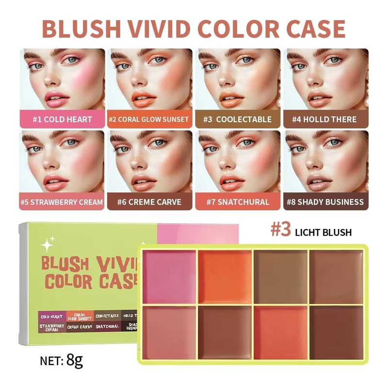 Curve Case Cream Blush Highlighter Palette Multi Use Eyebrow Cream Palette Matte Shimmer Face Kit 6