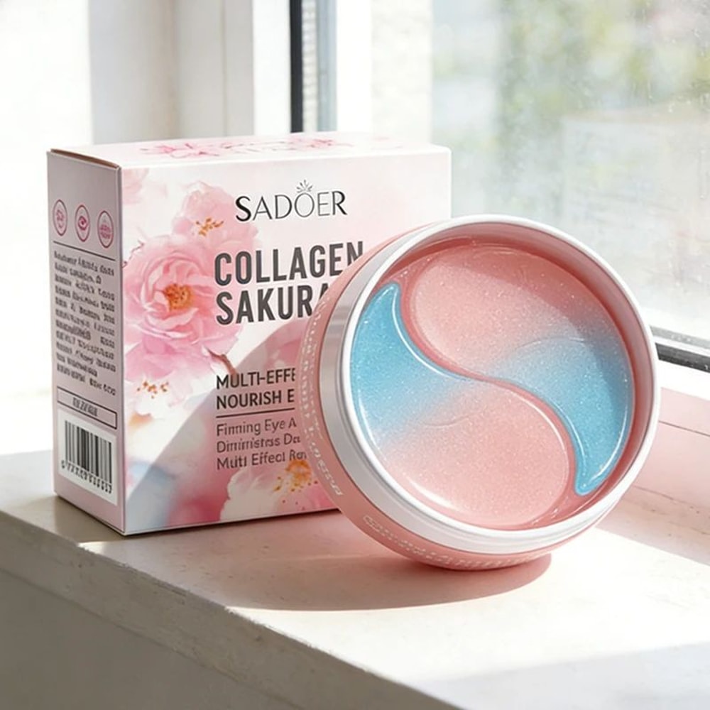 SADOER Sakura Collagen Eye Mask 60pcs For Dark Circles And Eye Bags Hydrating Firming Eye Patches 0