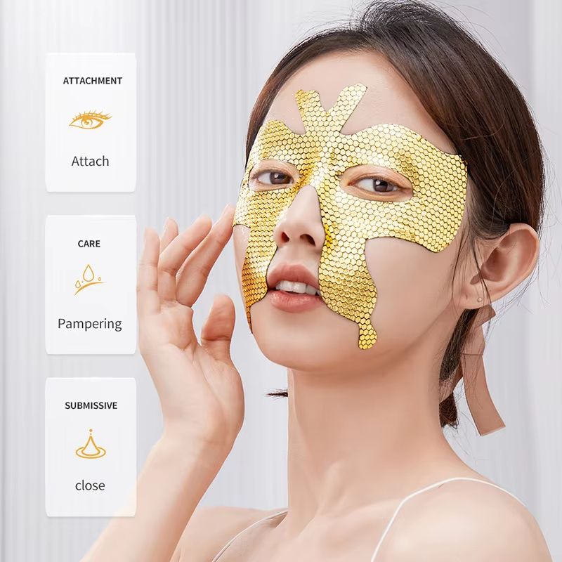 SADOER Peptide Collagen Eye Mask 10pcs Golden Eye Patches For Dark Circles And Firming Hydration 3