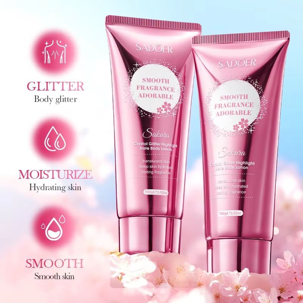 SADOER Sakura Body Lotion Shimmering Hydrating Body Cream With Floral Fragrance And Skin Brightenin 1