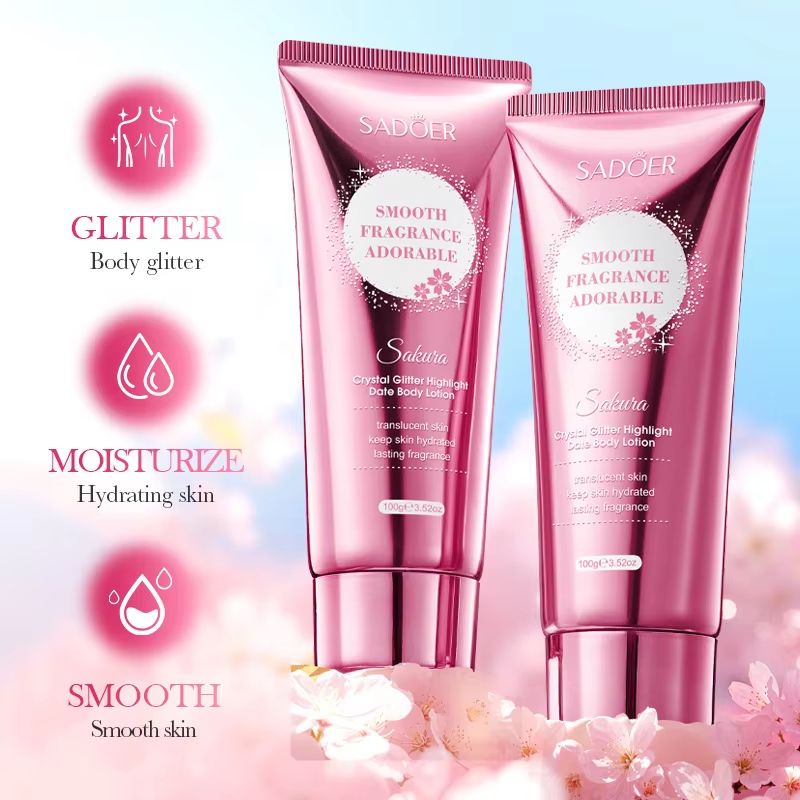 SADOER Sakura Body Lotion Shimmering Hydrating Body Cream With Floral Fragrance And Skin Brightenin 1
