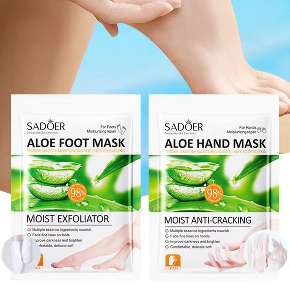 SADOER Aloe Vera Foot Mask Exfoliating Foot Peeling Mask And Hydrating Hand Mask For Smooth Soft Sk 0