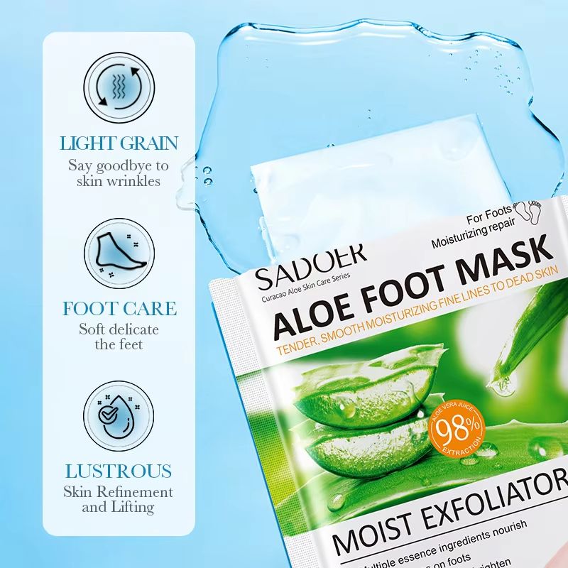 SADOER Aloe Vera Foot Mask Exfoliating Foot Peeling Mask And Hydrating Hand Mask For Smooth Soft Sk 2