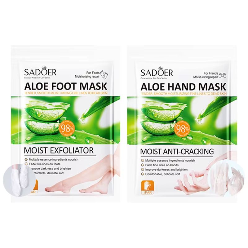 SADOER Aloe Vera Foot Mask Exfoliating Foot Peeling Mask And Hydrating Hand Mask For Smooth Soft Sk 8