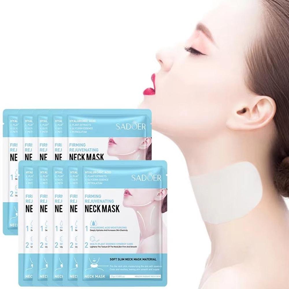 SADOER Hyaluronic Acid Neck Mask 20pcs Collagen Neck Mask For Firming Hydrating And Brightening Nec 5