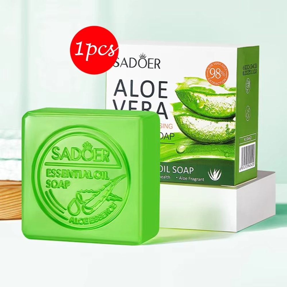 SADOER Aloe Vera Facial Soap Deep Cleansing Face Wash Soap For Hydrating And Oil Control 7