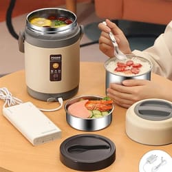 usb heated stainless steel lunch box food warmer 149°f portable bento container