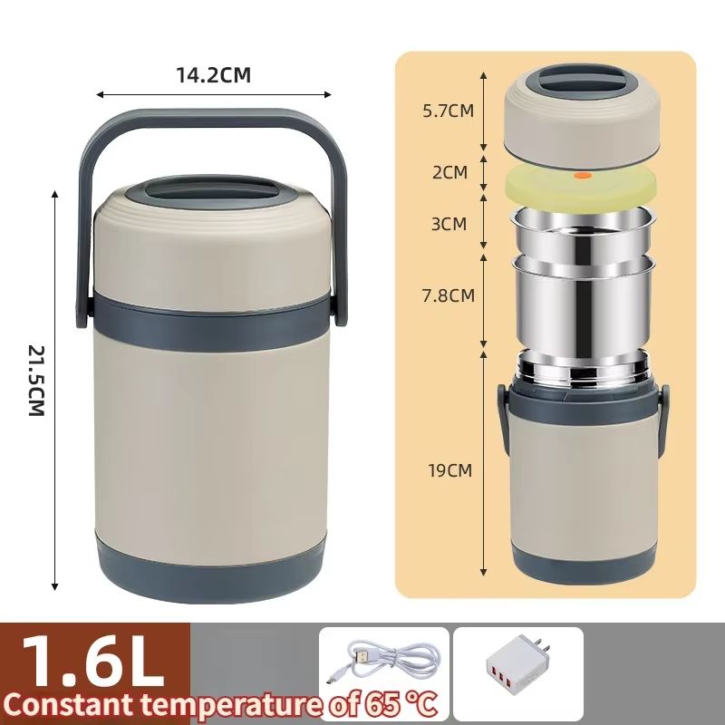 USB Heated Stainless Steel Lunch Box Food Warmer 149F Portable Bento Container 9