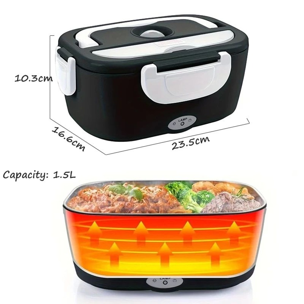 4 In 1 Electric Lunch Box Stainless Steel Food Warmer For Car Truck Office 1