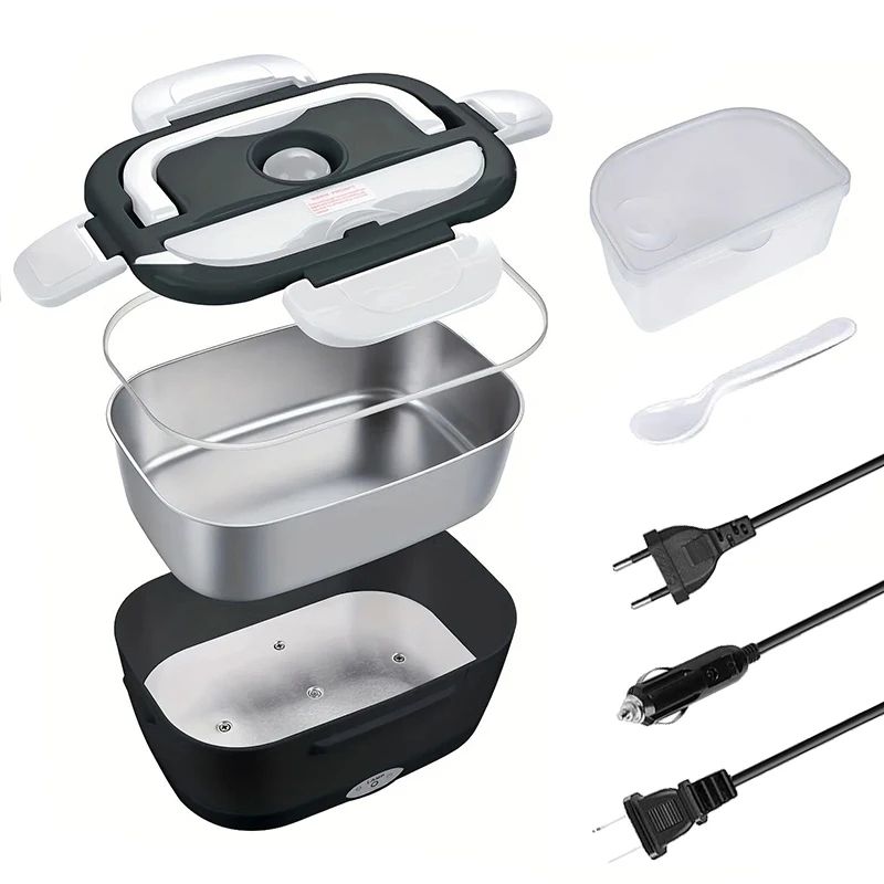 4 In 1 Electric Lunch Box Stainless Steel Food Warmer For Car Truck Office 3