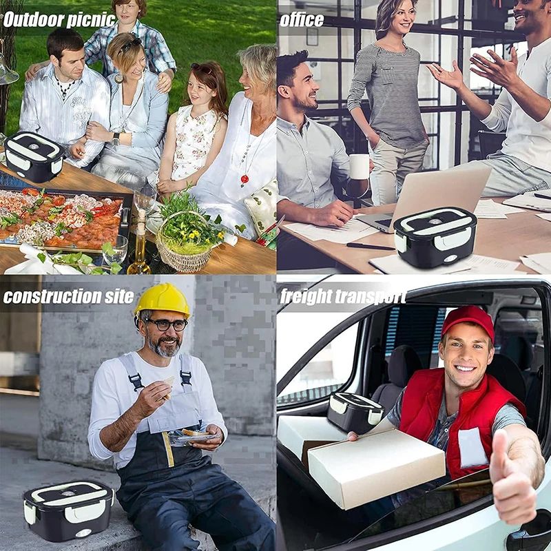 4 In 1 Electric Lunch Box Stainless Steel Food Warmer For Car Truck Office 5