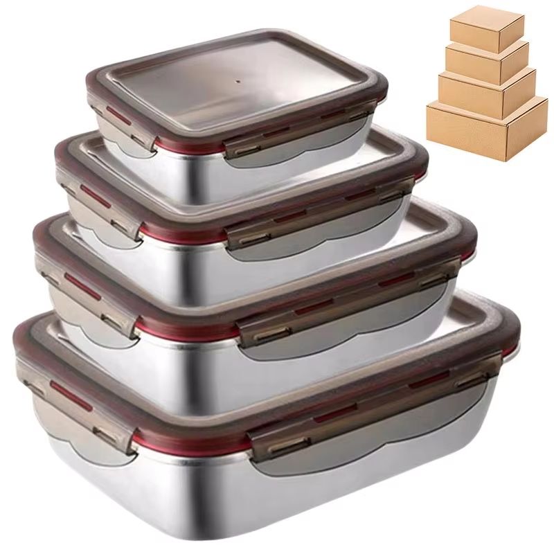 304 Stainless Steel Leakproof Bento Lunch Box Travel Food Storage Container 0