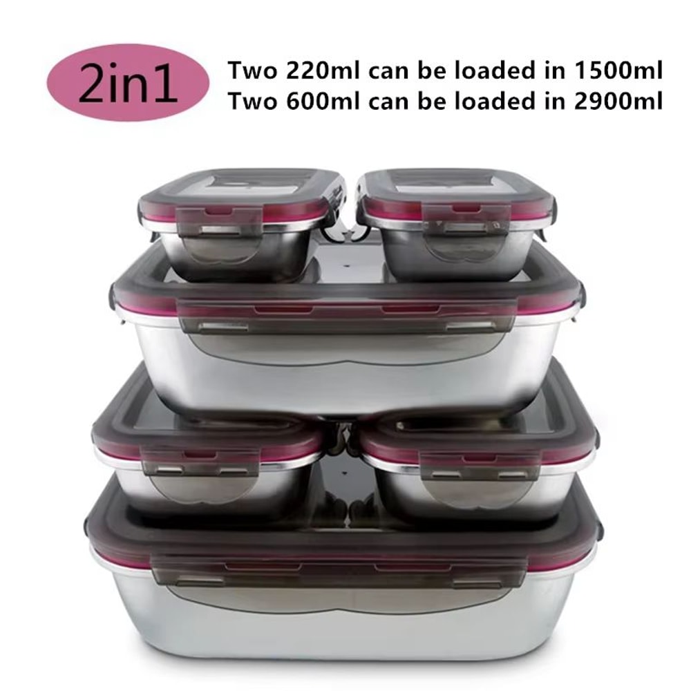 304 Stainless Steel Leakproof Bento Lunch Box Travel Food Storage Container 2