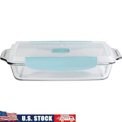 truelock 3 quart glass baking dish with locking lid and steam vent