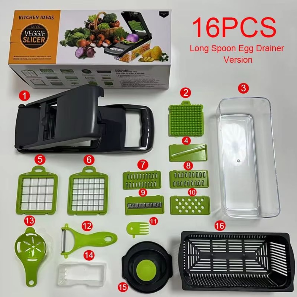 16 In 1 Multifunction Vegetable Chopper And Slicer Set With Egg Separator 6