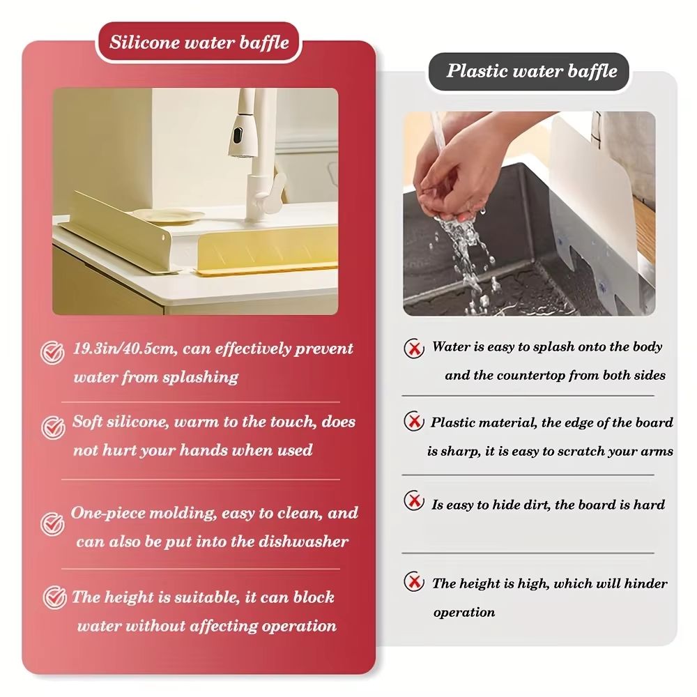 Silicone Sink Splash Guard Waterproof Kitchen Baffle For Cleaner Dishwashing 5
