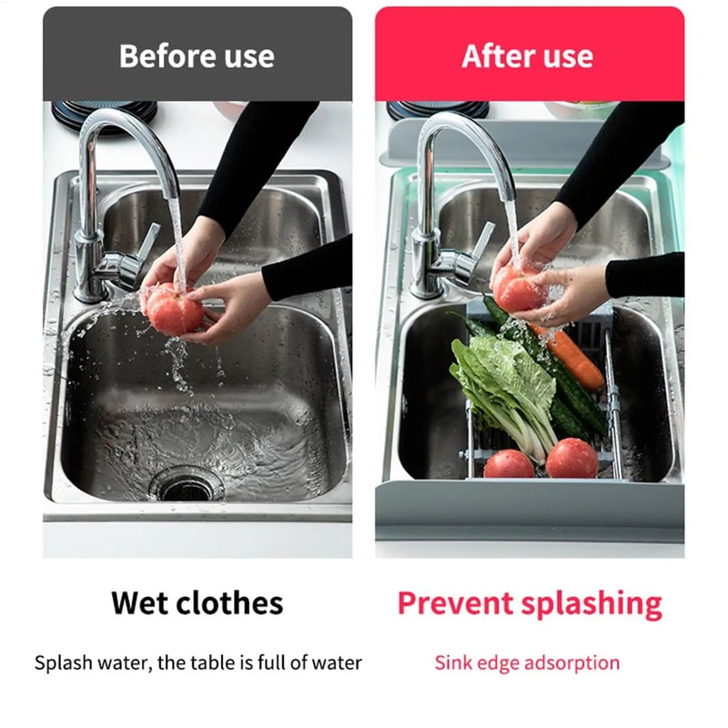 Silicone Kitchen Sink Splash Guard Water Barrier With Non Slip Adhesive Base 4