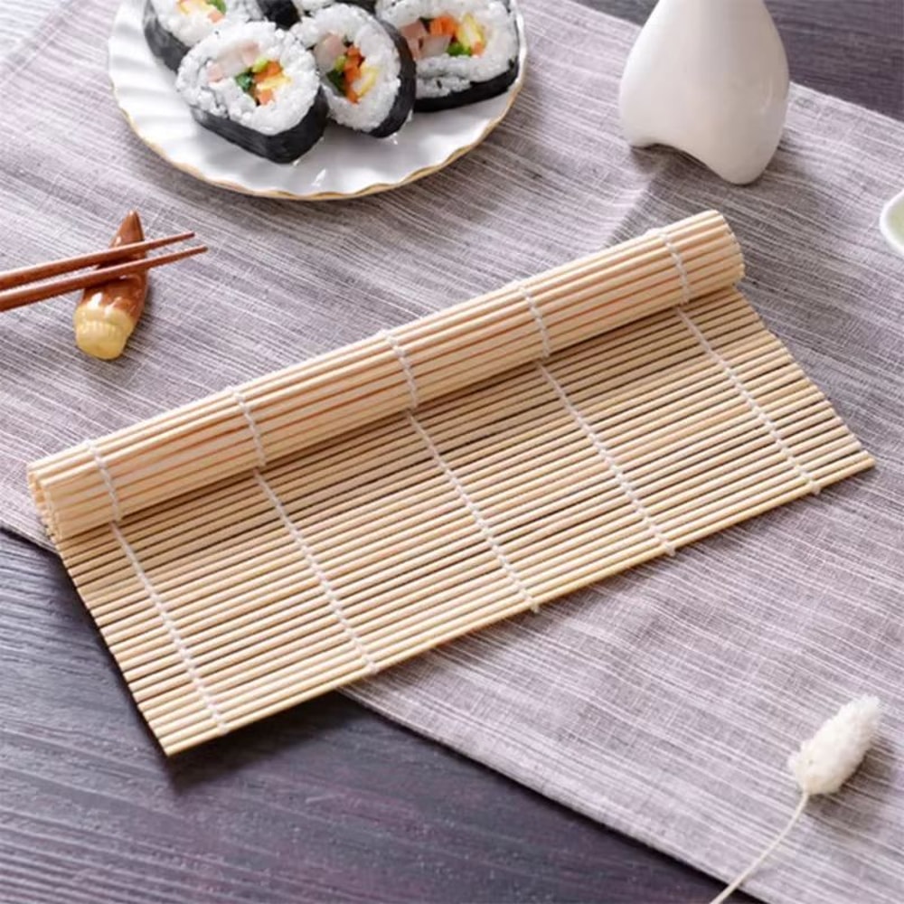 White Finish Bamboo Sushi Mat Non Stick Sushi Rolling Mat Japanese Style Makisu Sushi Roller 0