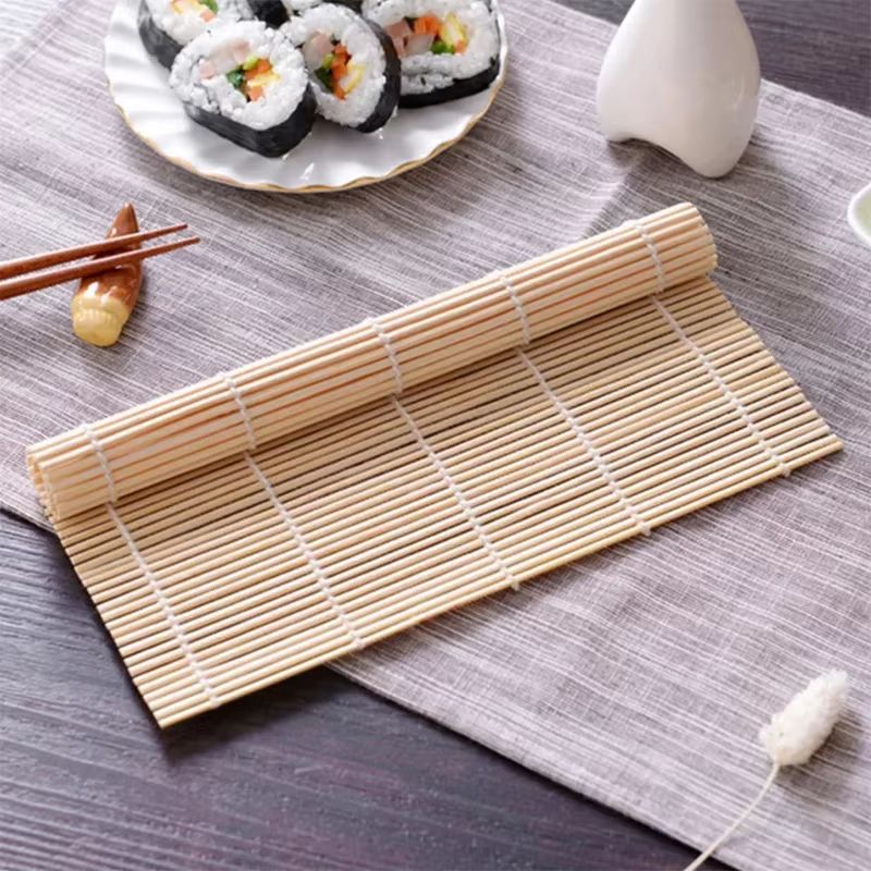 White Finish Bamboo Sushi Mat Non Stick Sushi Rolling Mat Japanese Style Makisu Sushi Roller 0