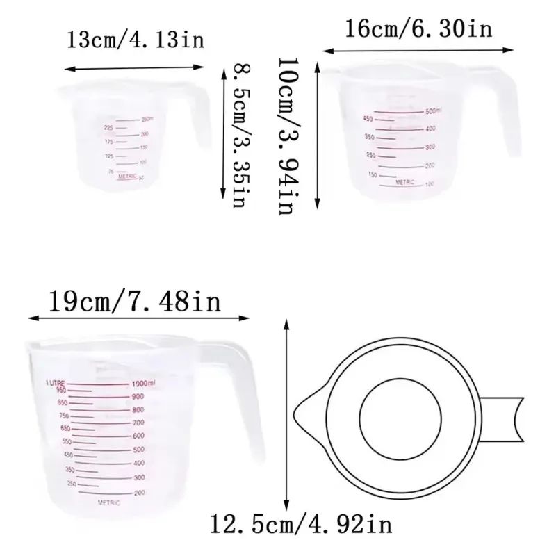Clear Plastic Liquid Measuring Cup Beaker For Baking And Cooking 845 Fl Oz 1691 Fl Oz 3381 Fl Oz 5