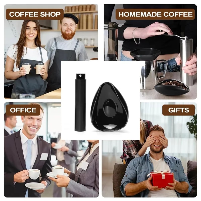 Ceramic Coffee Bean Dosing Cup Set With Spray Bottle Espresso Coffee Measuring Tray Barista Accesso 4