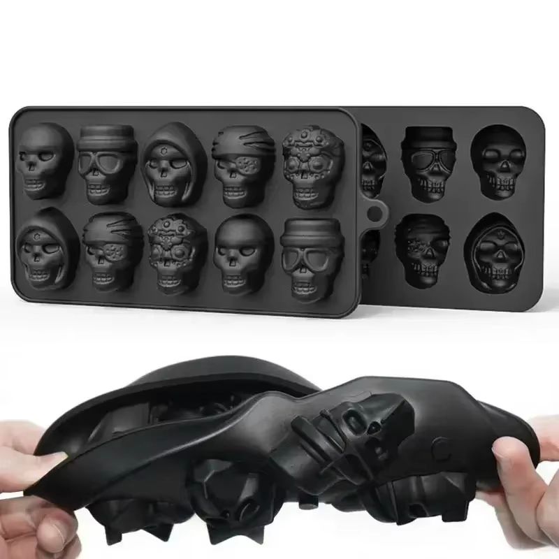 10 Grid Skull Silicone Ice Cube Mold For Whiskey Cocktails And Baking 0