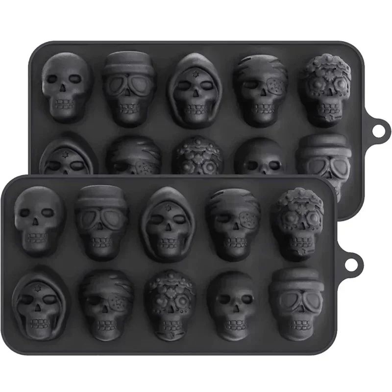 10 Grid Skull Silicone Ice Cube Mold For Whiskey Cocktails And Baking 2