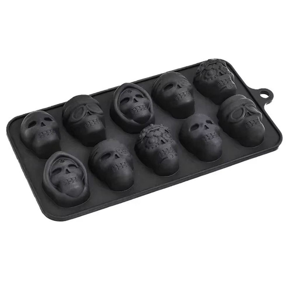 10 Grid Skull Silicone Ice Cube Mold For Whiskey Cocktails And Baking 6