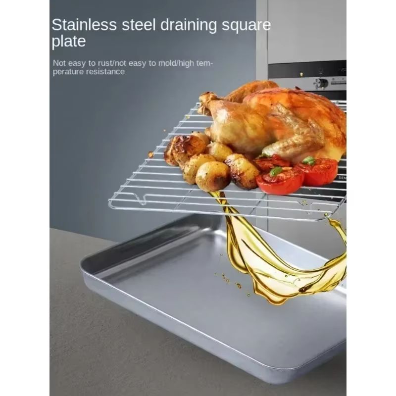 Stainless Steel Baking Pan With Removable Wire Rack For Baking And Roasting 4
