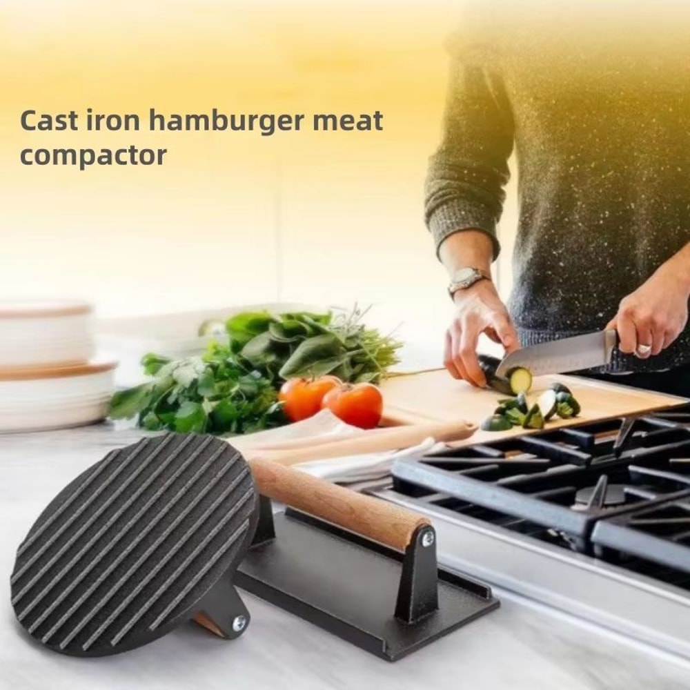 Heavy Duty Cast Iron Burger Press For Flat Top Grill And Smash Burgers 0