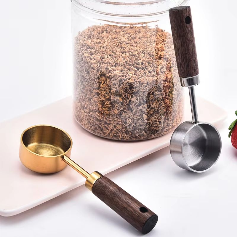 15ml Stainless Steel Coffee Measuring Spoon With Wooden Handle 1
