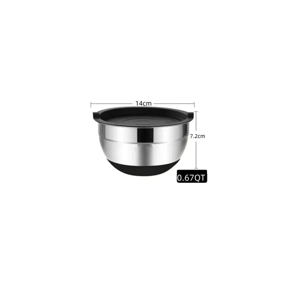 Stainless Steel Mixing Bowl With Silicone Base And Lid For Baking And Cooking 6