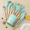 12 Piece Silicone Kitchen Utensils Set With Wooden Handles For Non Stick Cookware 0
