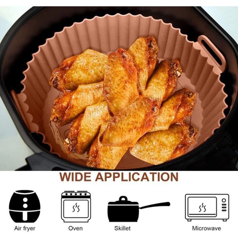Reusable Silicone Air Fryer Liners Pot Non Stick Food Safe Air Fryer Basket Protector 3