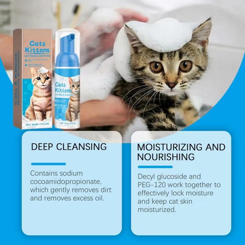 Waterless Cat Shampoo Foam For Sensitive Skin Lick Safe No Rinse Cleanser 203 Fl Oz 1