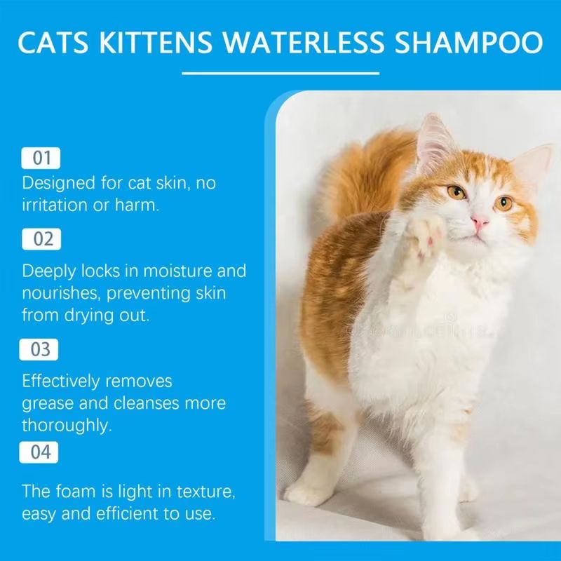 Waterless Cat Shampoo Foam For Sensitive Skin Lick Safe No Rinse Cleanser 203 Fl Oz 2