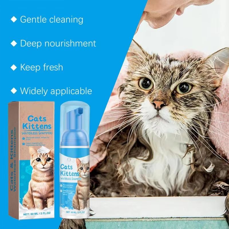 Waterless Cat Shampoo Foam For Sensitive Skin Lick Safe No Rinse Cleanser 203 Fl Oz 3
