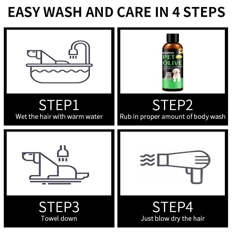 Olive Pet Shampoo And Conditioner For Cats And Dogs Gentle Moisturizing Shower Gel 4