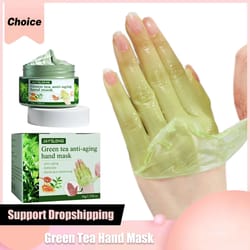 green tea hand mask for deep moisture, smoother texture, and softer looking hands 1.76oz
