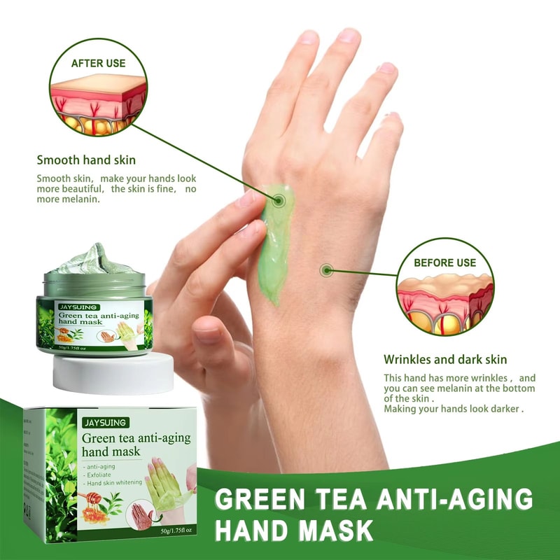 Green Tea Hand Mask For Deep Moisture Smoother Texture And Softer Looking Hands 176oz 3