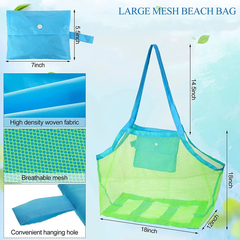 Kids Beach Mesh Bag Backpack For Sand Toys Towels And Beach Essentials 1