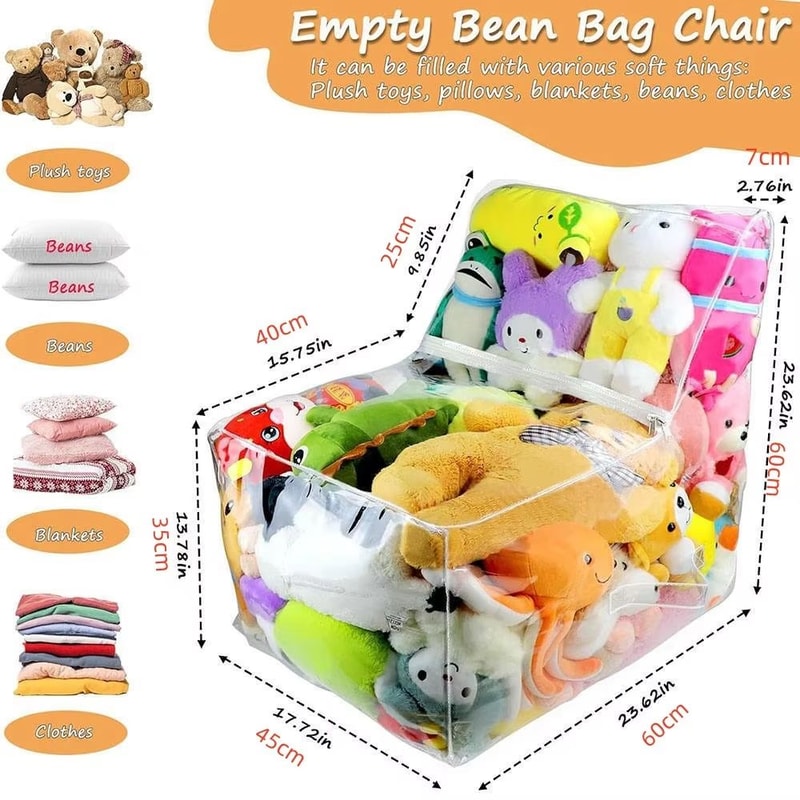 Transparent Plush Toy Storage Chair Cover Waterproof PVC Toy Storage Bag For Stuffed Animals Dolls 0