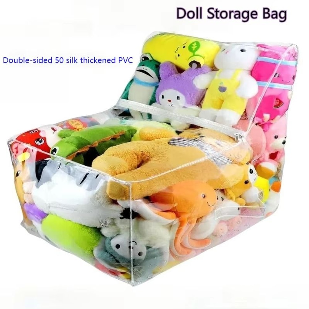 Transparent Plush Toy Storage Chair Cover Waterproof PVC Toy Storage Bag For Stuffed Animals Dolls 1