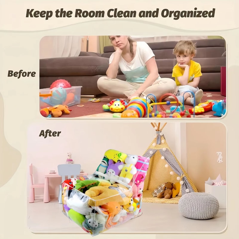 Transparent Plush Toy Storage Chair Cover Waterproof PVC Toy Storage Bag For Stuffed Animals Dolls 3