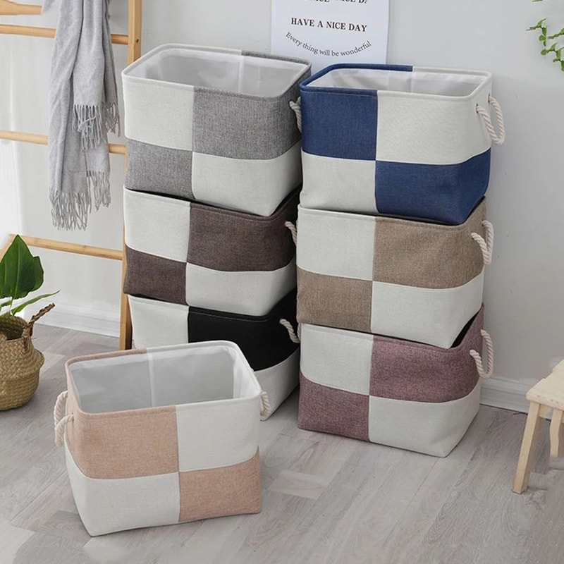 Large Capacity Linen Storage Basket Foldable Laundry Storage Basket With Handles For Toys Snacks H 5