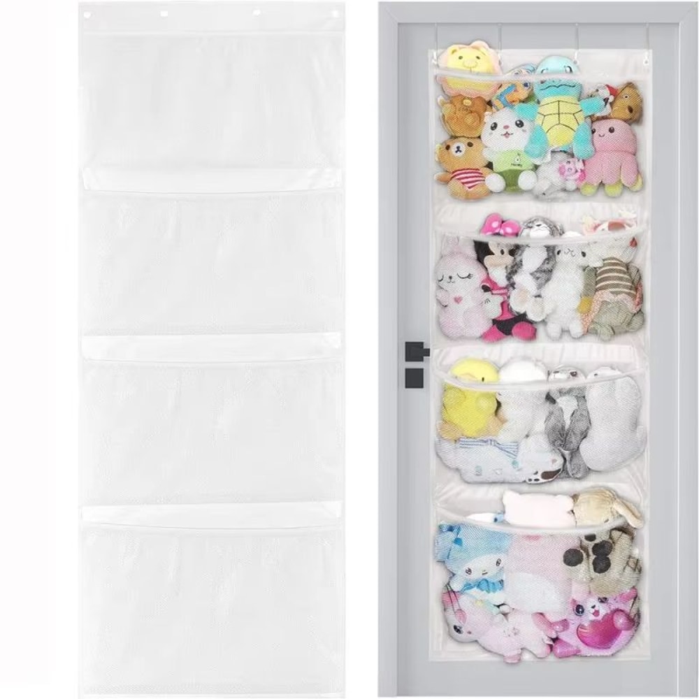 4Pocket Hanging Stuffed Animal Storage Organizer With Hooks 9