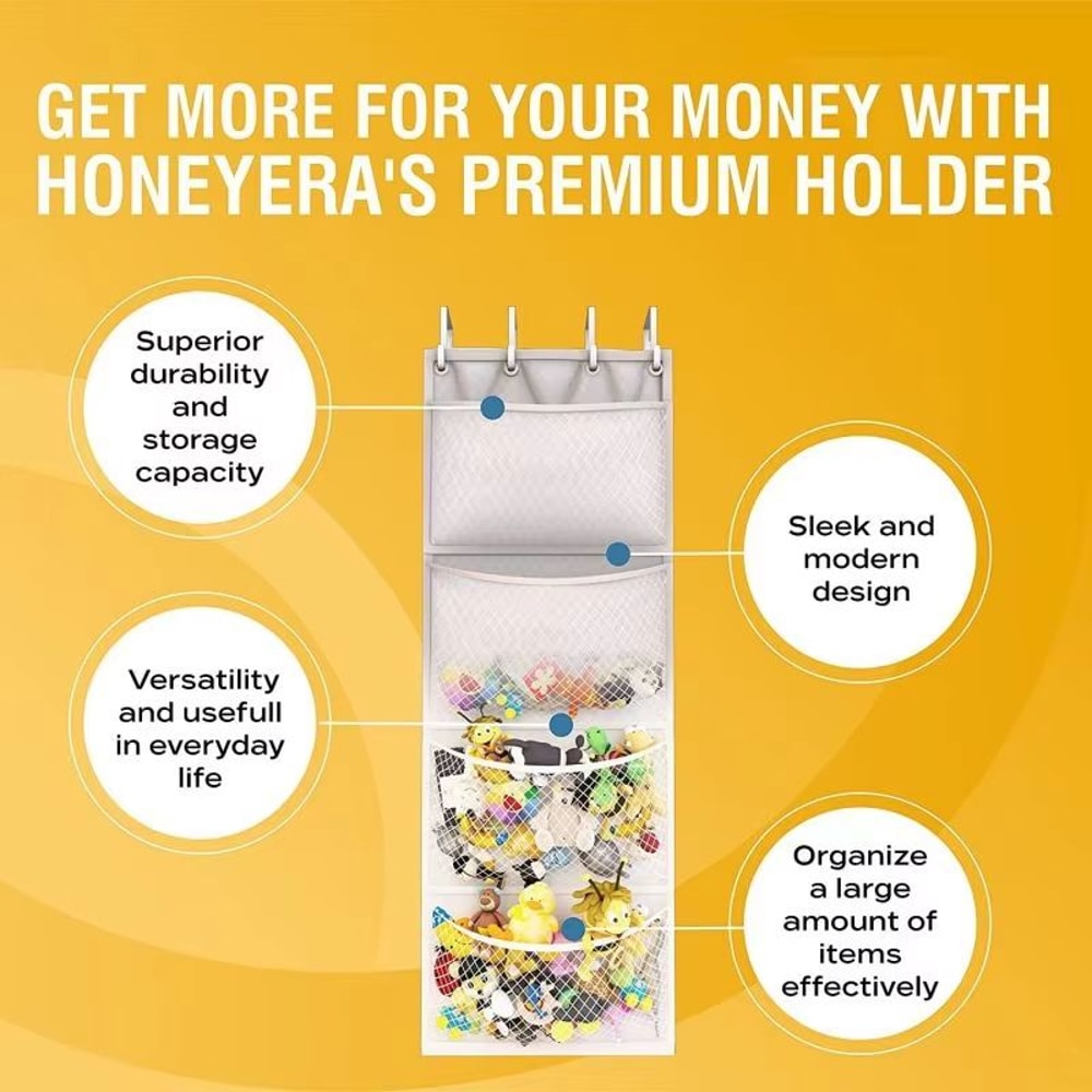 4Pocket Hanging Stuffed Animal Storage Organizer With Hooks 2