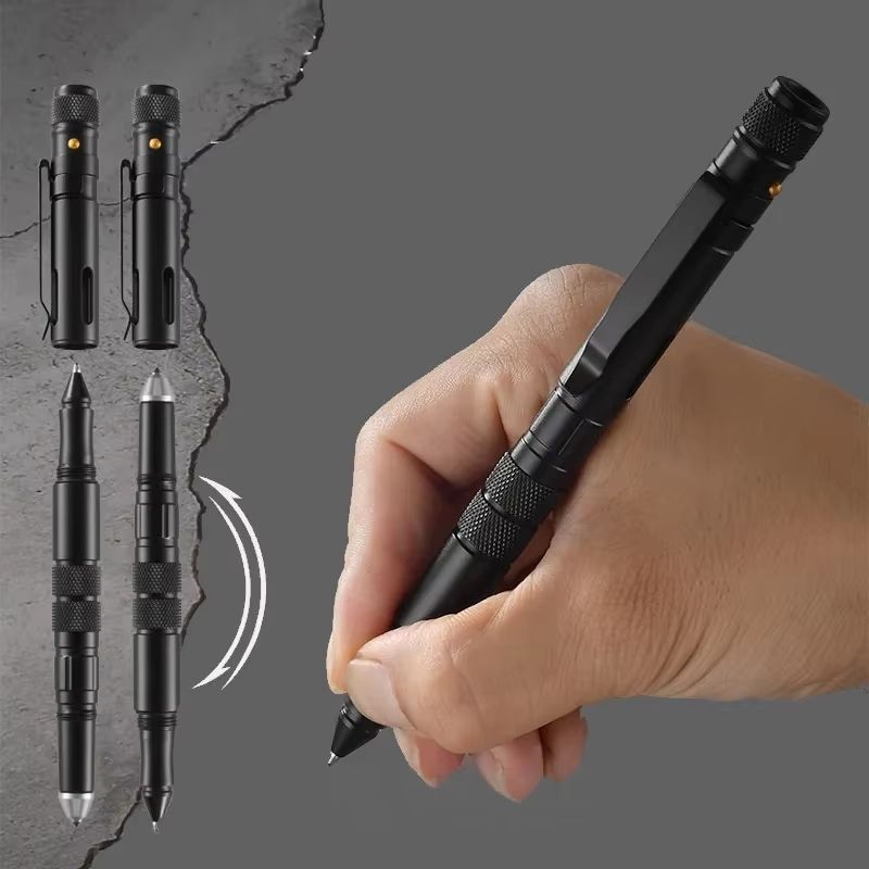4in1 Tactical Pen Flashlight With Glass Breaker Anti Slip Emergency EDC Tool 3