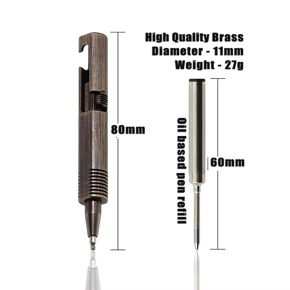 Retro Brass Mini Bolt Action Pen Compact EDC Tactical Ballpoint Pen 1